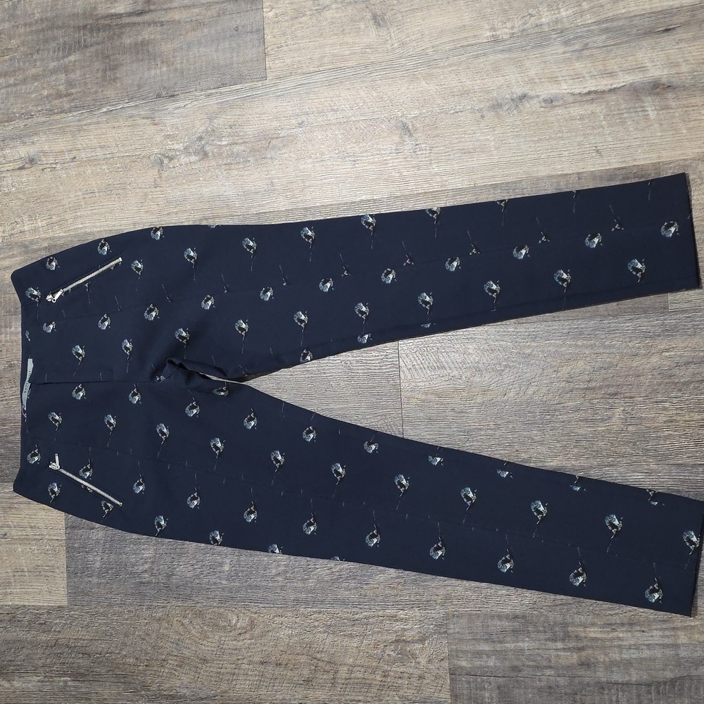 Basement Trousers Women's Size 4 EUR 36 Bird Pattern Office Business Casual
